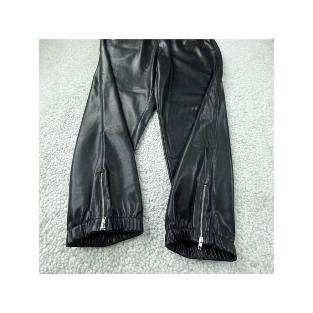 Anthropologie Avec Les Filles Faux Leather Ankle Zip Jogger Black Womens Large - Picture 5 of 10
